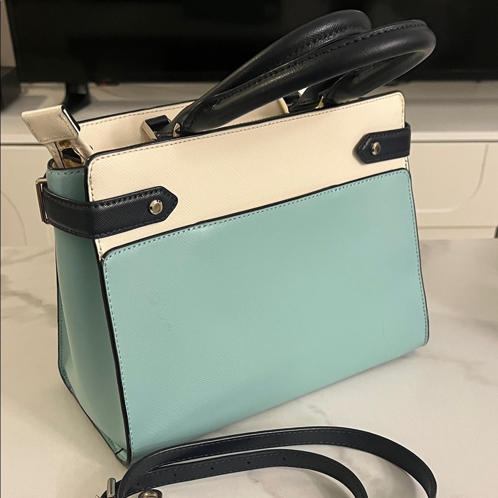 Kate Spade Aqua and Cream Satchel - Picture 3 of 4
